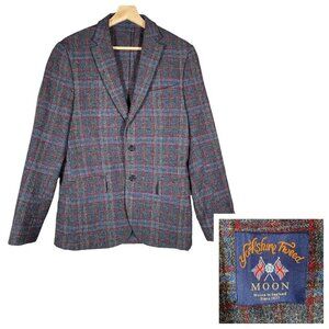 Abraham Moon Yorkshire Tweed Sport Coat Men 35R British Tartan Plaid Jacket